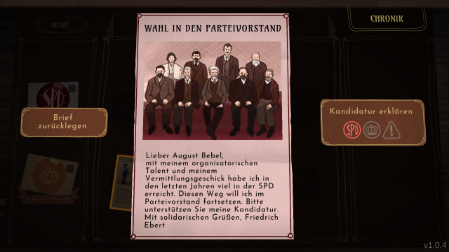 Fiktiver SPD-Brief von Friedrich Ebert an August Bebel über seine Wahl in den Parteivorstand