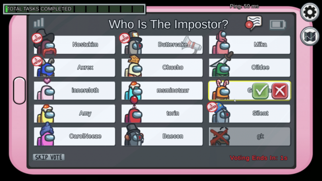 The crew chooses one suspicious member who gets thrown out.