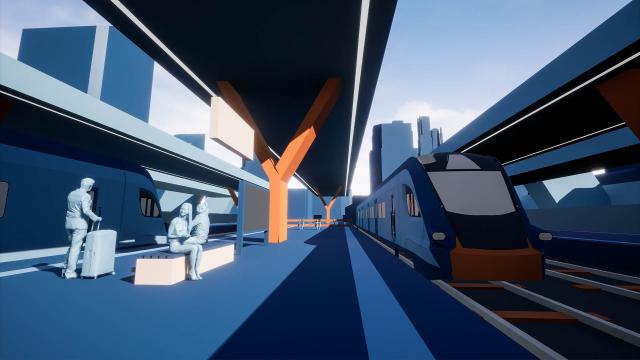 POV of a person sitting in a wheelchar on a train station in the wheelchair szenario.