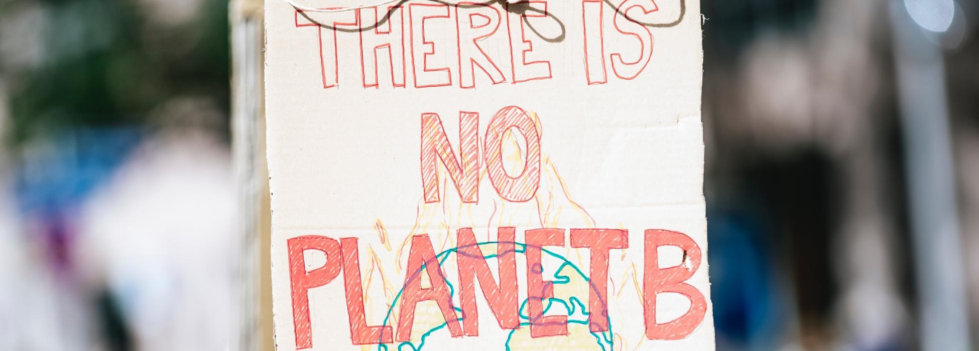 Plakat mit Aufschrift "there is no planet B"