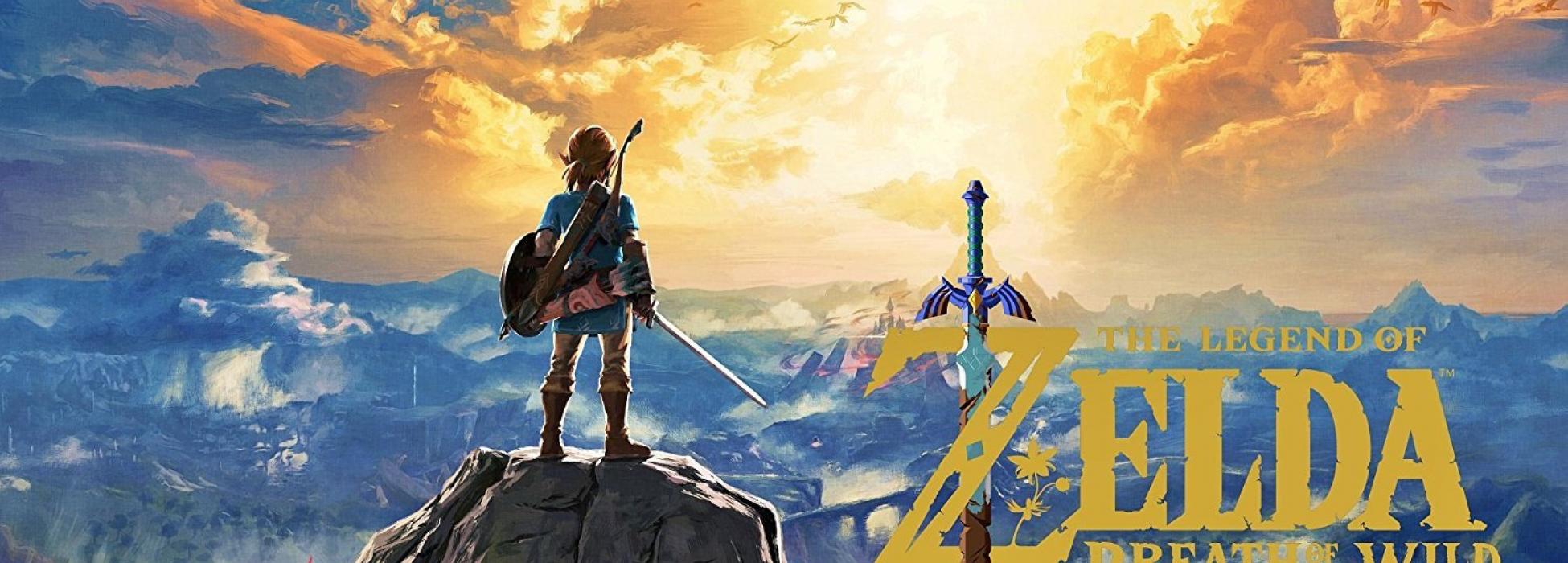 Der Protagonist Link steht auf einem Felsen und sieht in die Ferne